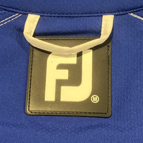 Men's FootJoy Half-Zip Short Sleeve Golf Shirt - Blue and White Medium - Picture 4 of 5